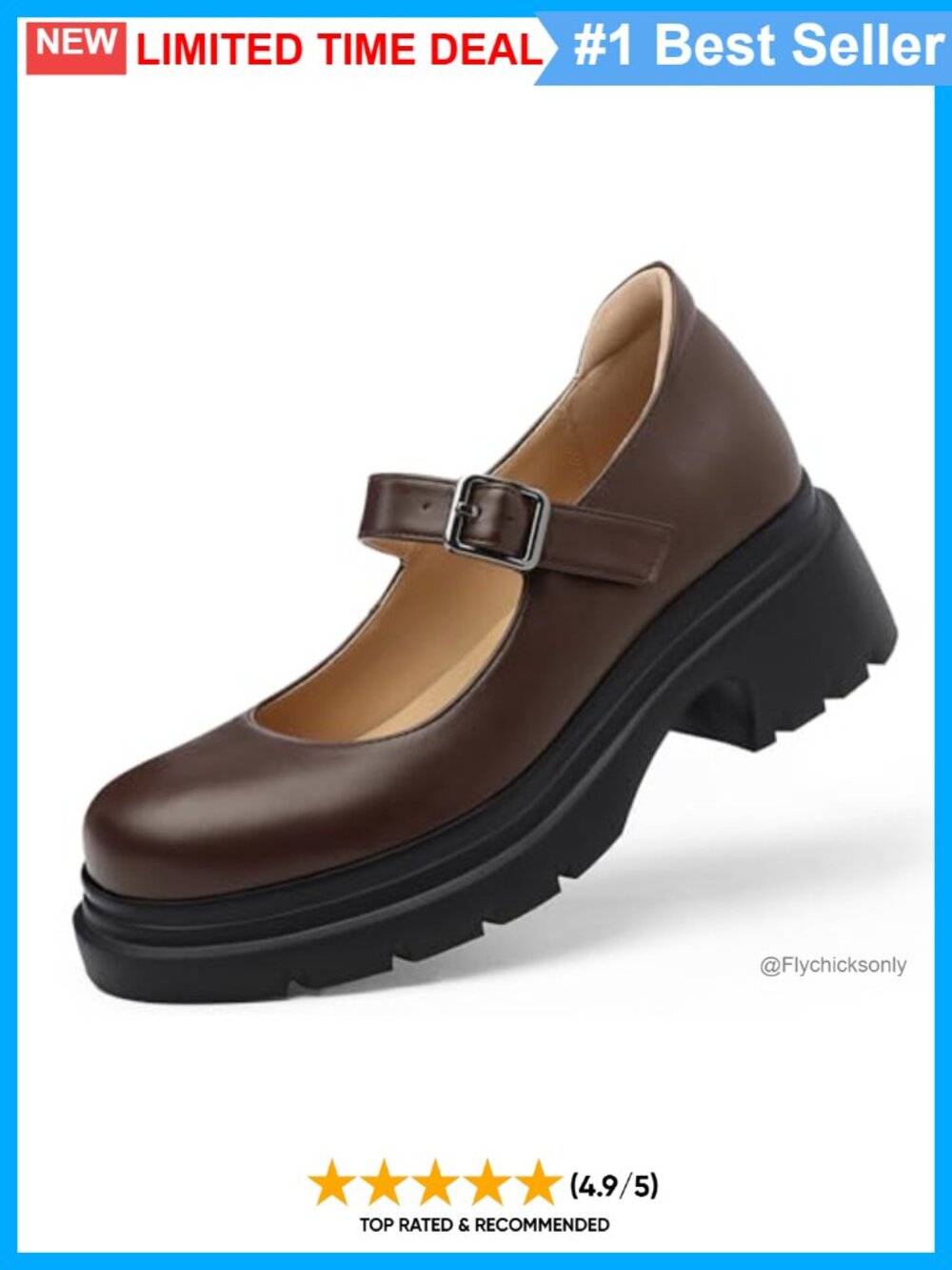 Platform Mary Jane Heels Faux Leather Chunky Block Heel Adjustable Strap Work
